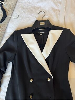Karl Lagerfeld Black Blazer with White Contrast Lapel